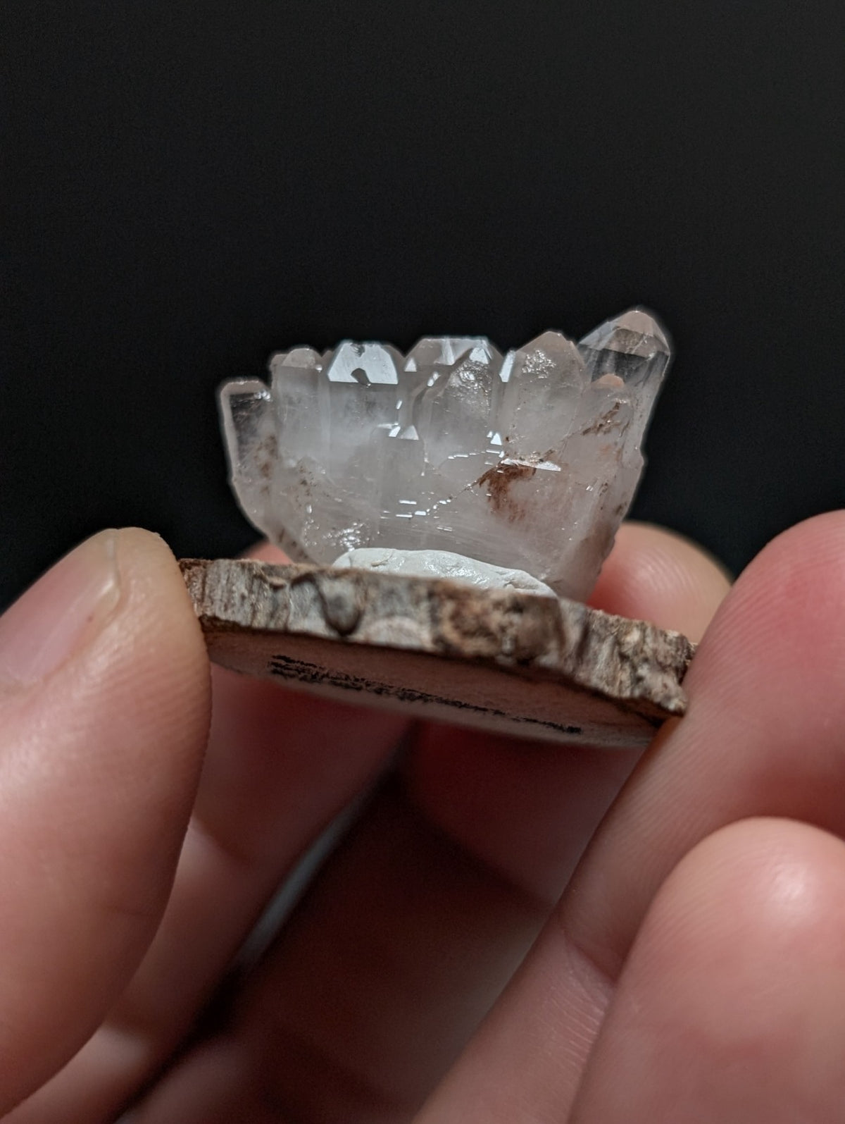 Parallel Growth Quartz Crystal, Montgomery County, Arkansas, w/natural wood base