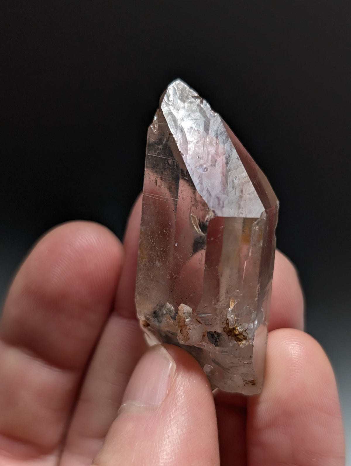 AMAZING Nacrite + Manganese included Quartz Crystal Point, Arkansas, Double Term