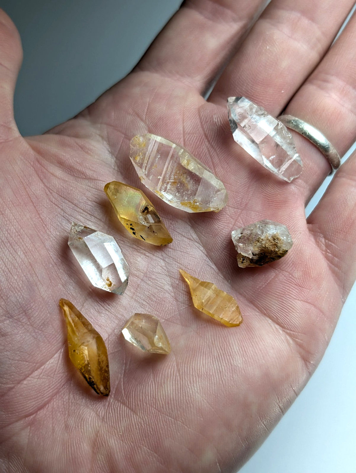 Set of 8 Double Terminated Quartz Crystals from Garland County, Arkansas , A+