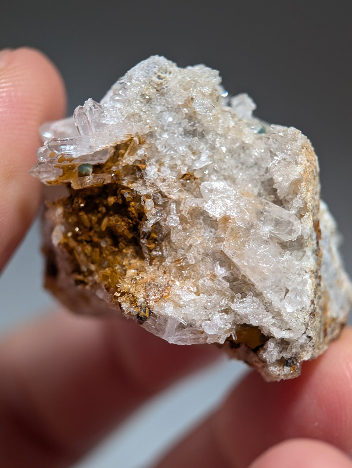 Blue-Green Cookeite on Solution Quartz, Saline County, Arkansas, Old Stock