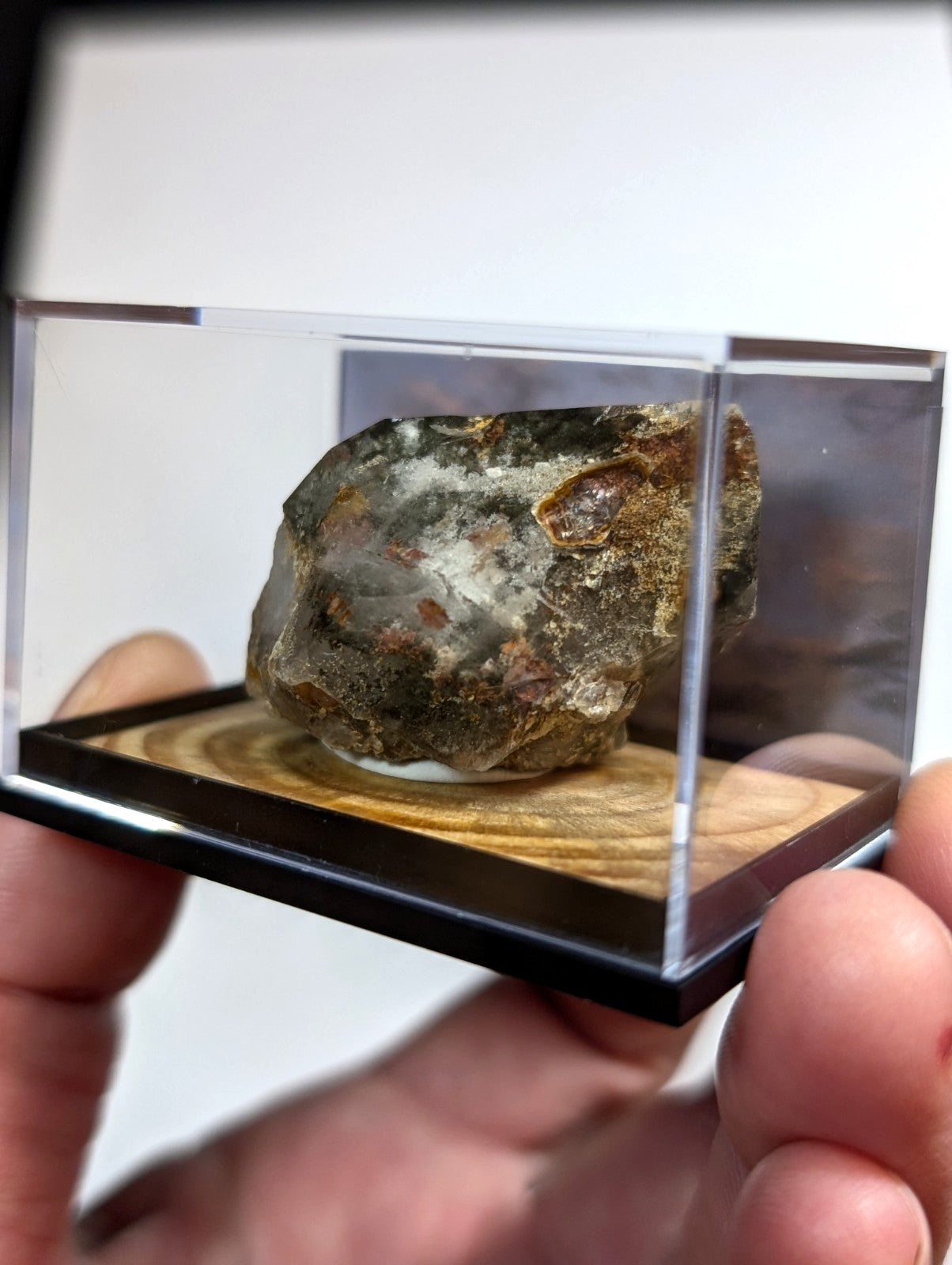 UNIQUE Phantom Quartz, w/ wood mount + photo case  - Garland County, Arkansas
