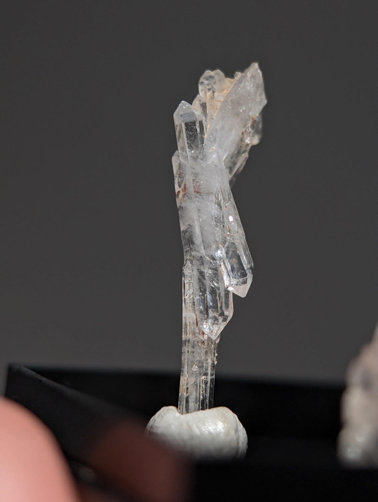Set of 5 Faden Quartz Crystals, w/ photo case/mount, Montgomery County, Arkansas