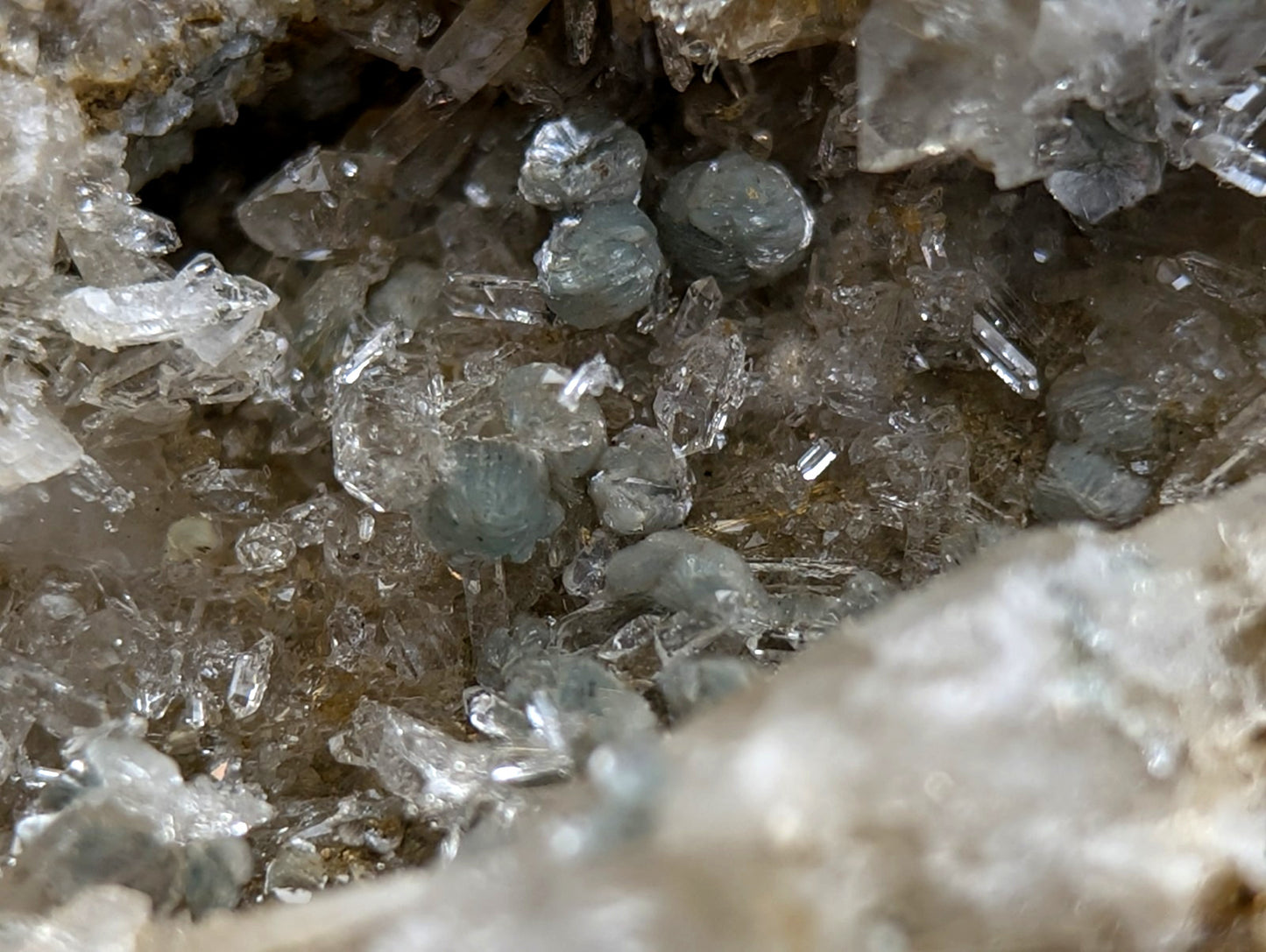 Blue-Green Cookeite on Quartz, Saline County, Arkansas, Old Stock, UV Reactive