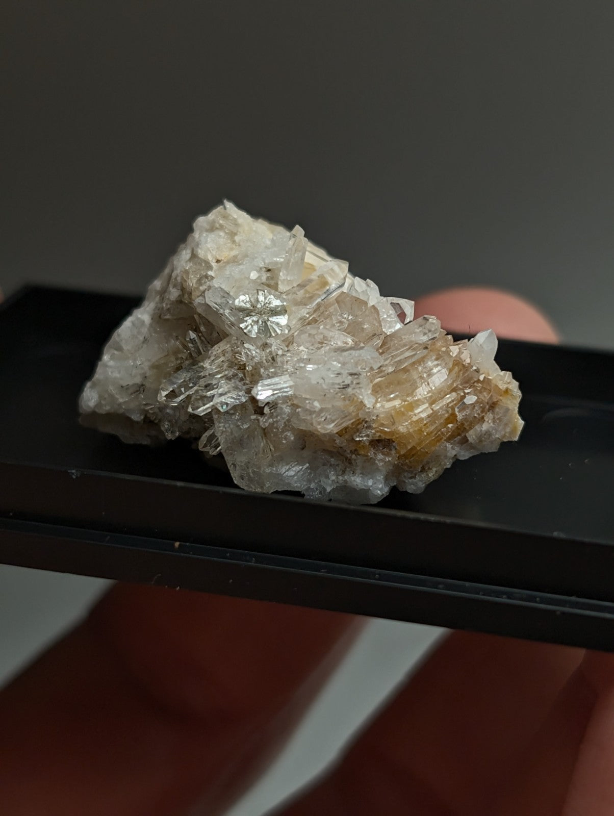 Cookeite on Quartz Crystal, Saline County, Arkansas, Old Stock, w/ photo case