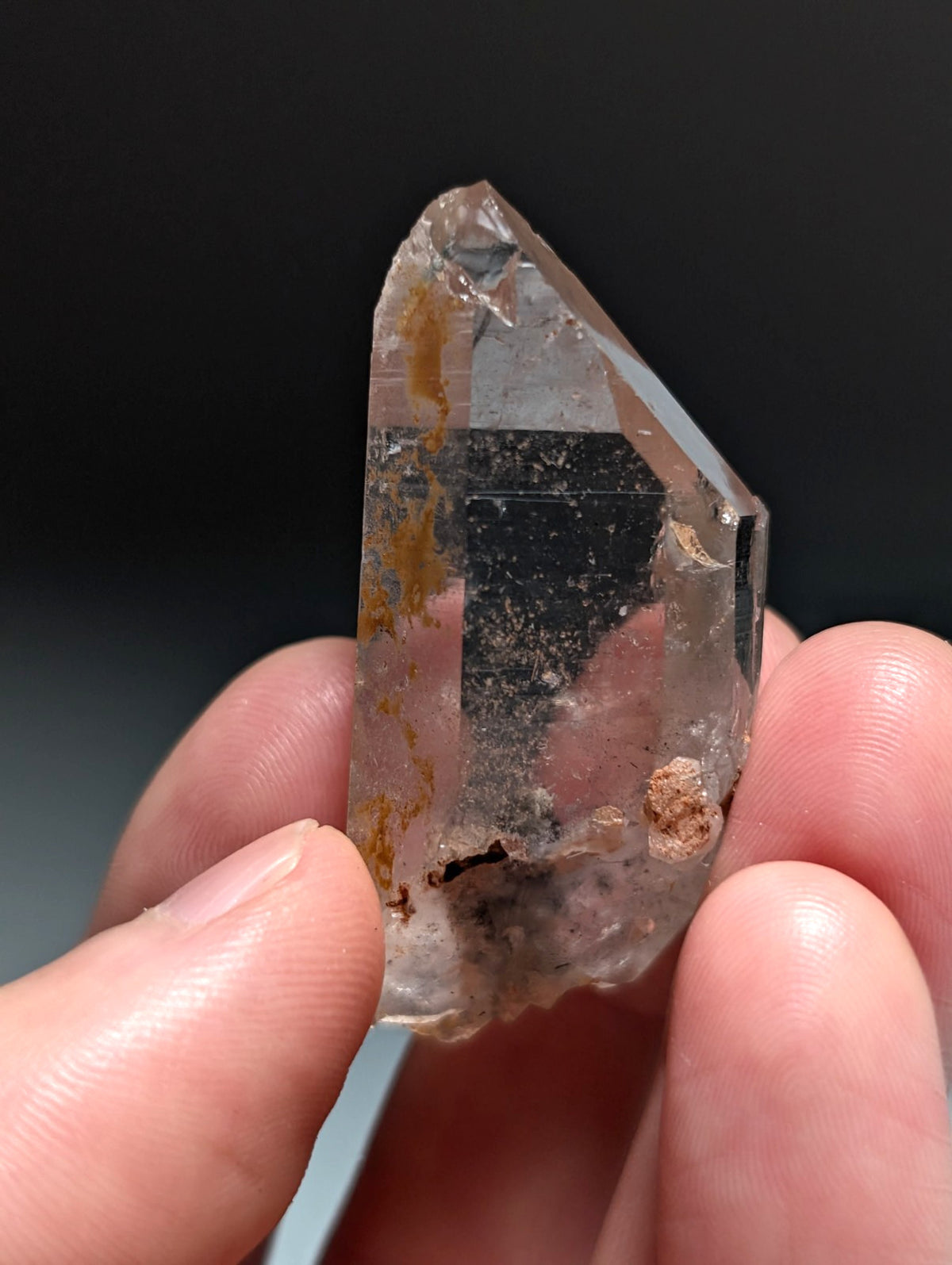 AMAZING Nacrite + Manganese included Quartz Crystal Point, Arkansas, Double Term