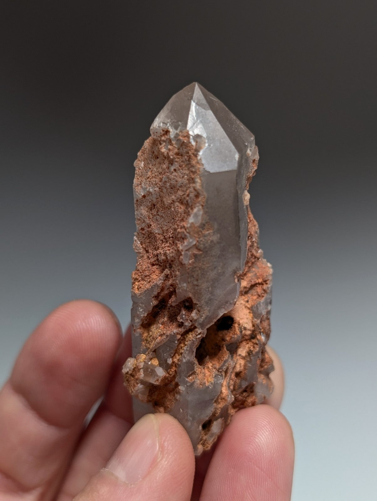Smoky Growth Interference Quartz Crystal Point, Montgomery County, Arkansas