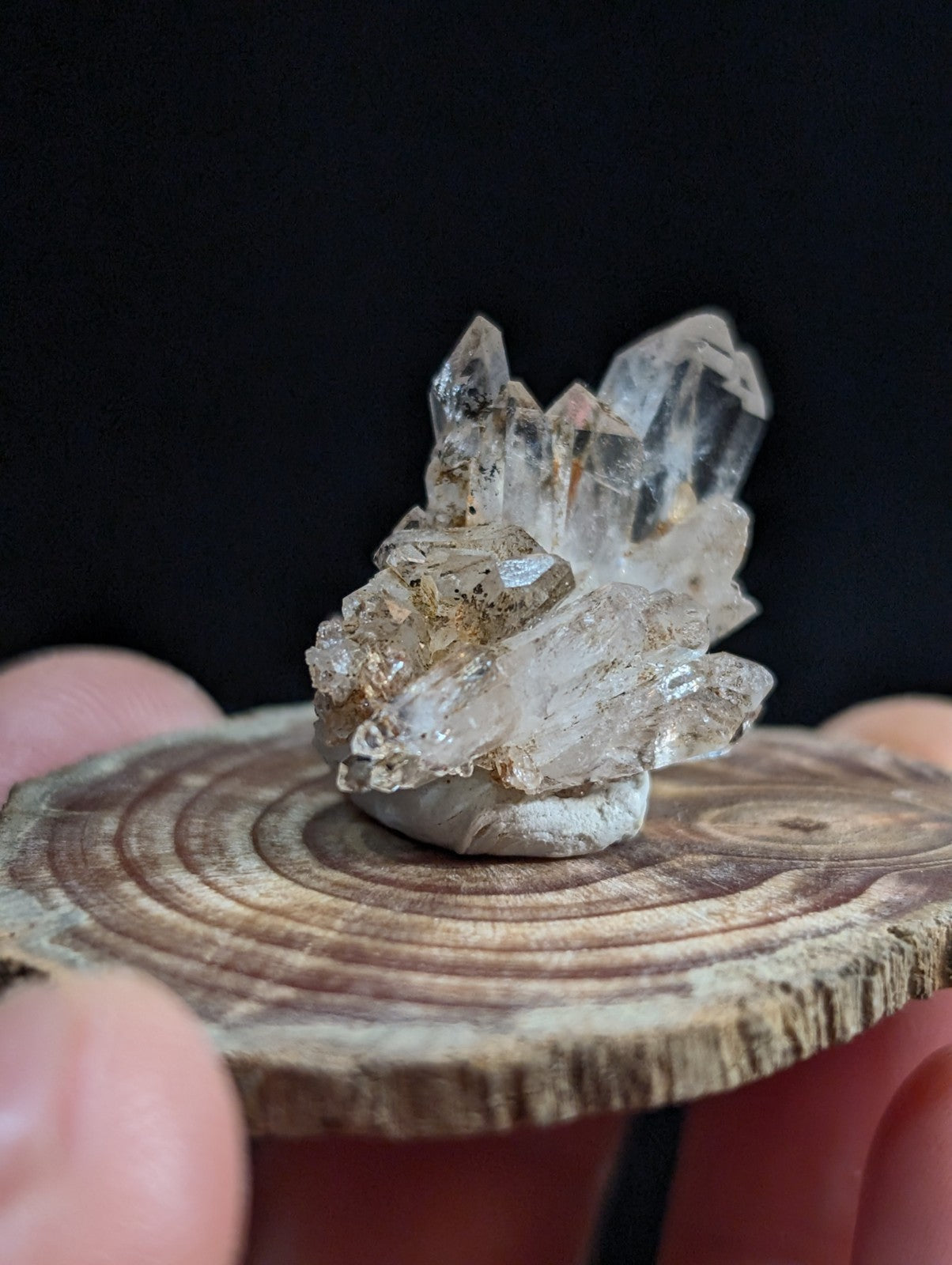 A+ Tabby Quartz Crystal Cluster, Old Stock, Garland County, Arkansas, w/ base