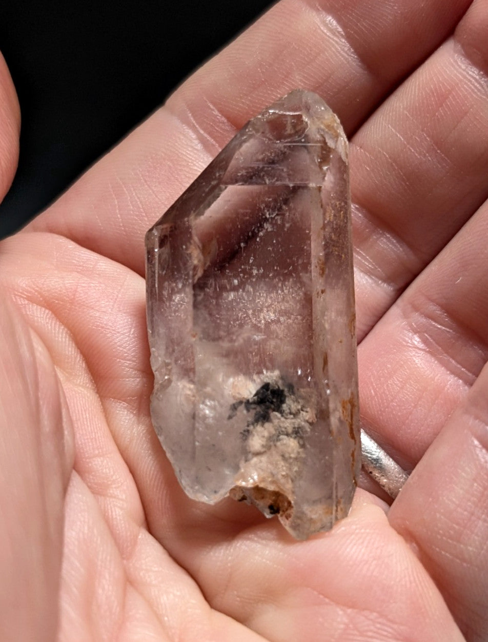AMAZING Nacrite + Manganese included Quartz Crystal Point, Arkansas, Double Term