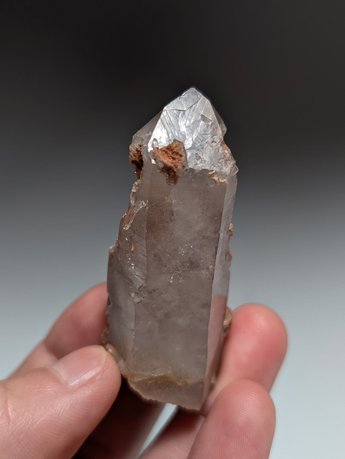 Smoky Growth Interference Quartz Crystal Point, Montgomery County, Arkansas