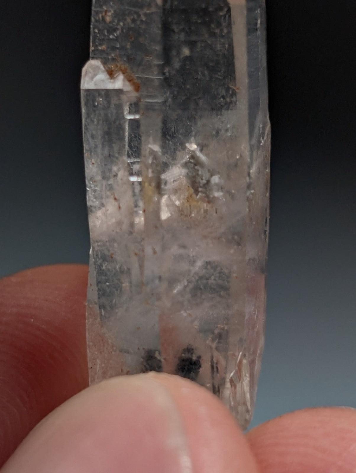 Nacrite + Manganese included Quartz Crystal Point, Arkansas, USA, Rare