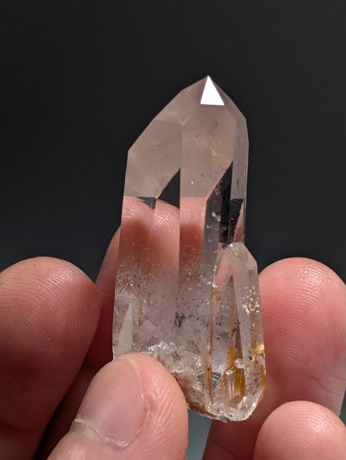 AAA Optical Quartz Crystal Point w/ rainbow, Garland County, Arkansas, USA