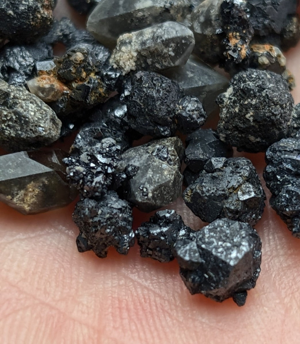 Micro Brookites + Smoky Quartz, Magnet Cove, Arkansas, Old Stock, 10+ gram set