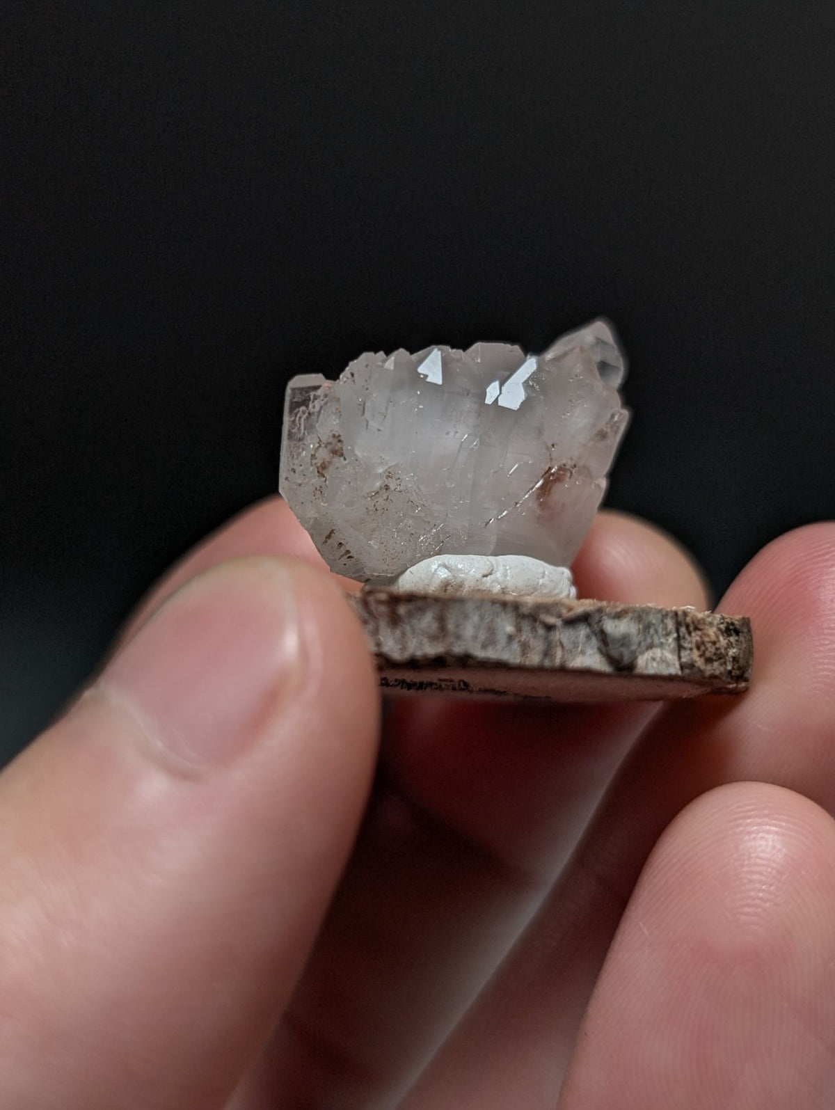 Parallel Growth Quartz Crystal, Montgomery County, Arkansas, w/natural wood base