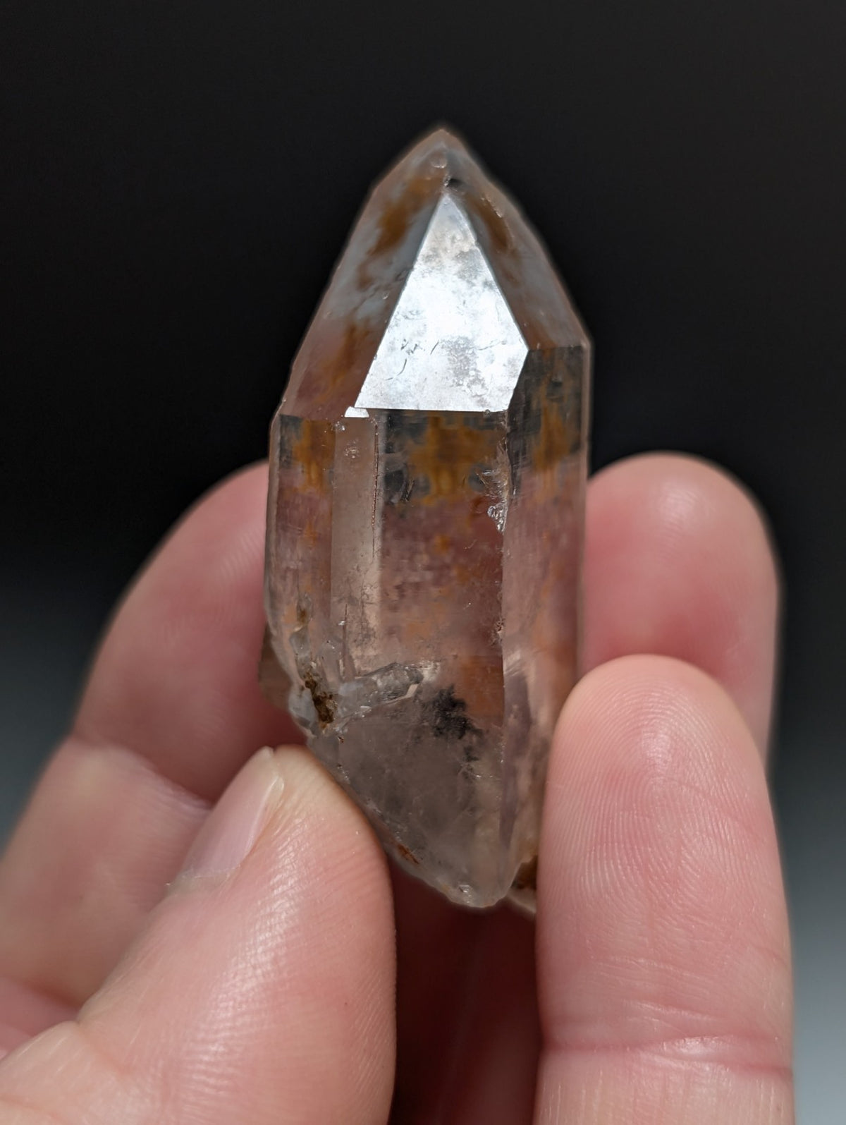 AMAZING Nacrite + Manganese included Quartz Crystal Point, Arkansas, Double Term