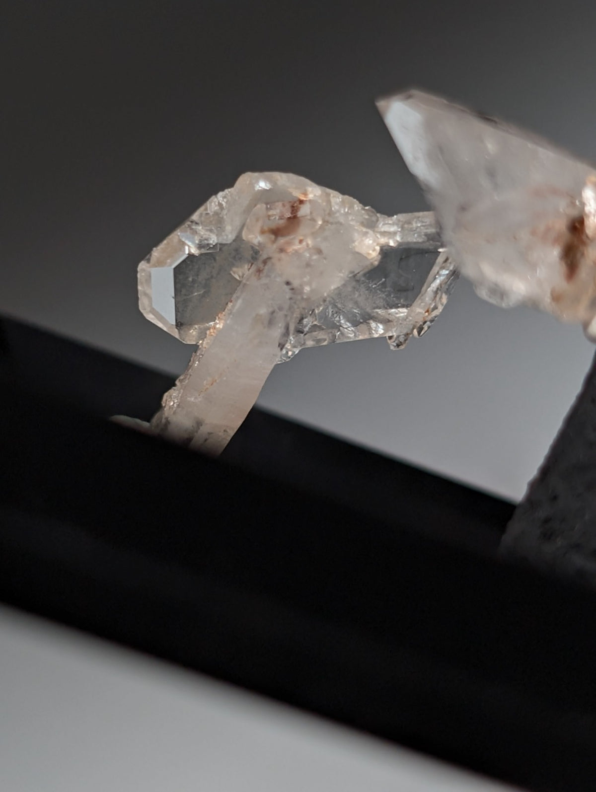 Set of 3 Faden Quartz Crystals, w/ photo case/mount, Montgomery County, Arkansas