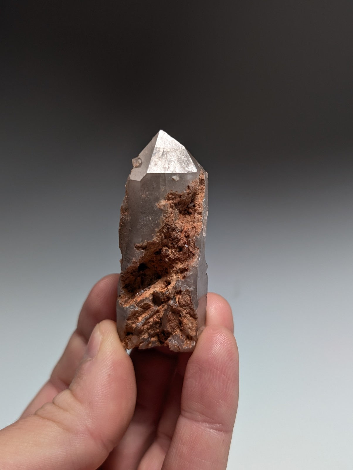 Smoky Growth Interference Quartz Crystal Point, Montgomery County, Arkansas