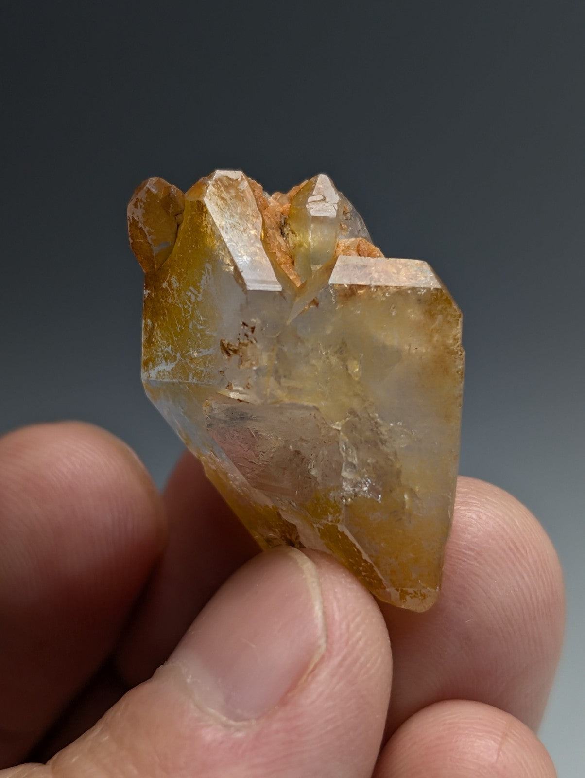 Adularia on Quartz Crystal Point, Double Terminated, Garland County, Arkansas