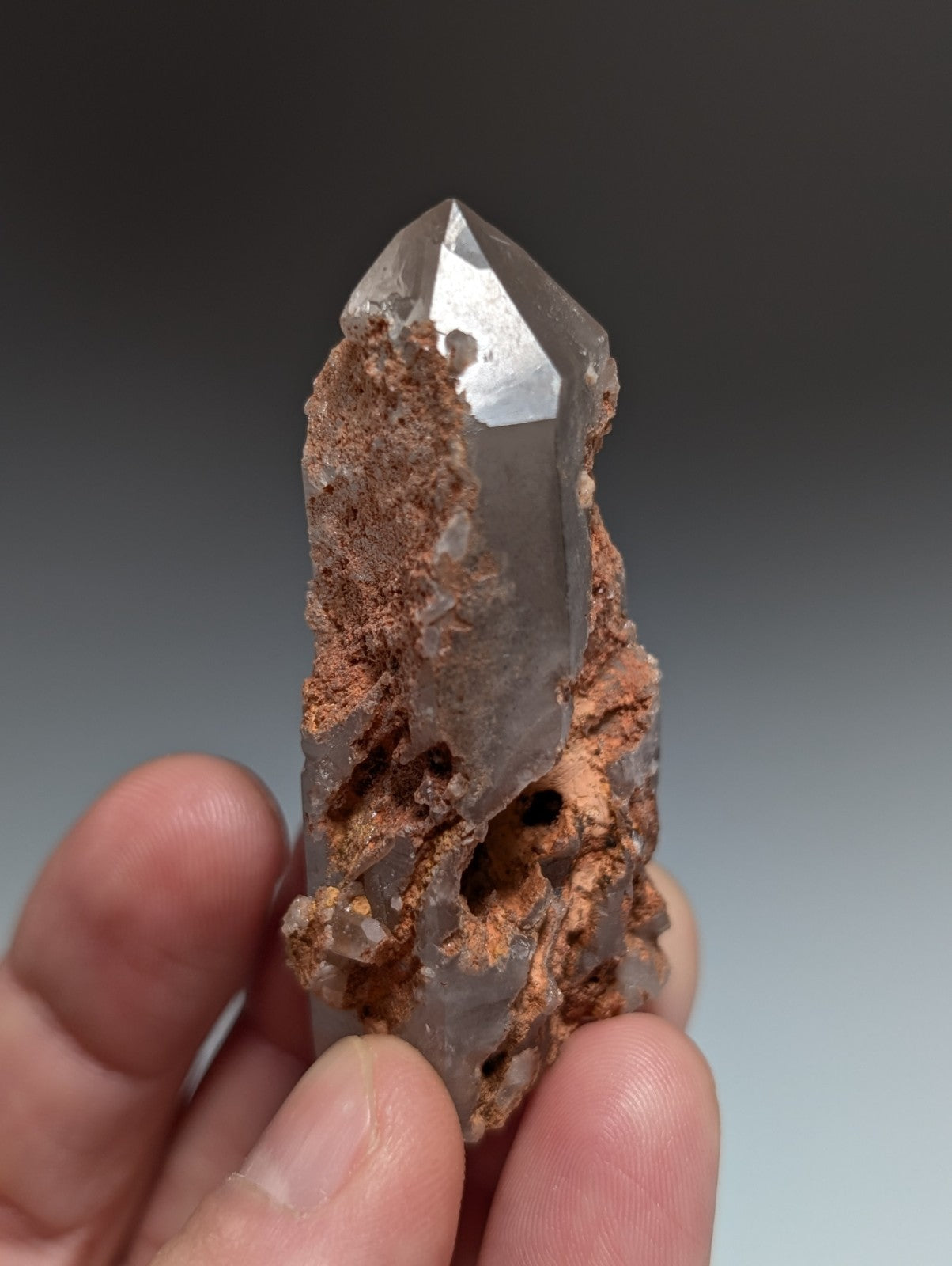 Smoky Growth Interference Quartz Crystal Point, Montgomery County, Arkansas