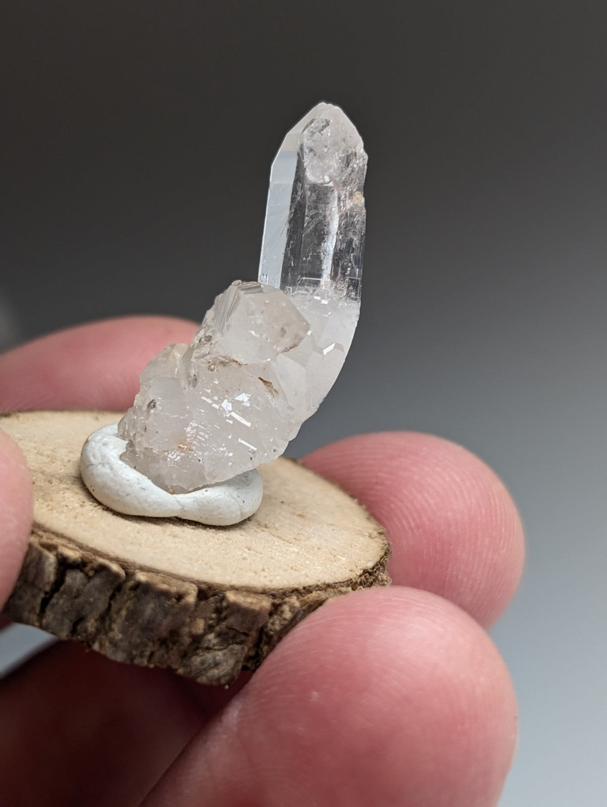 Set of 3 Unique Quartz, Old Stock, Montgomery County, Arkansas, w/ wood bases