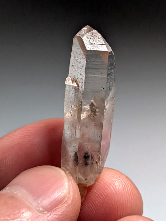 Nacrite + Manganese included Quartz Crystal Point, Arkansas, USA, Rare