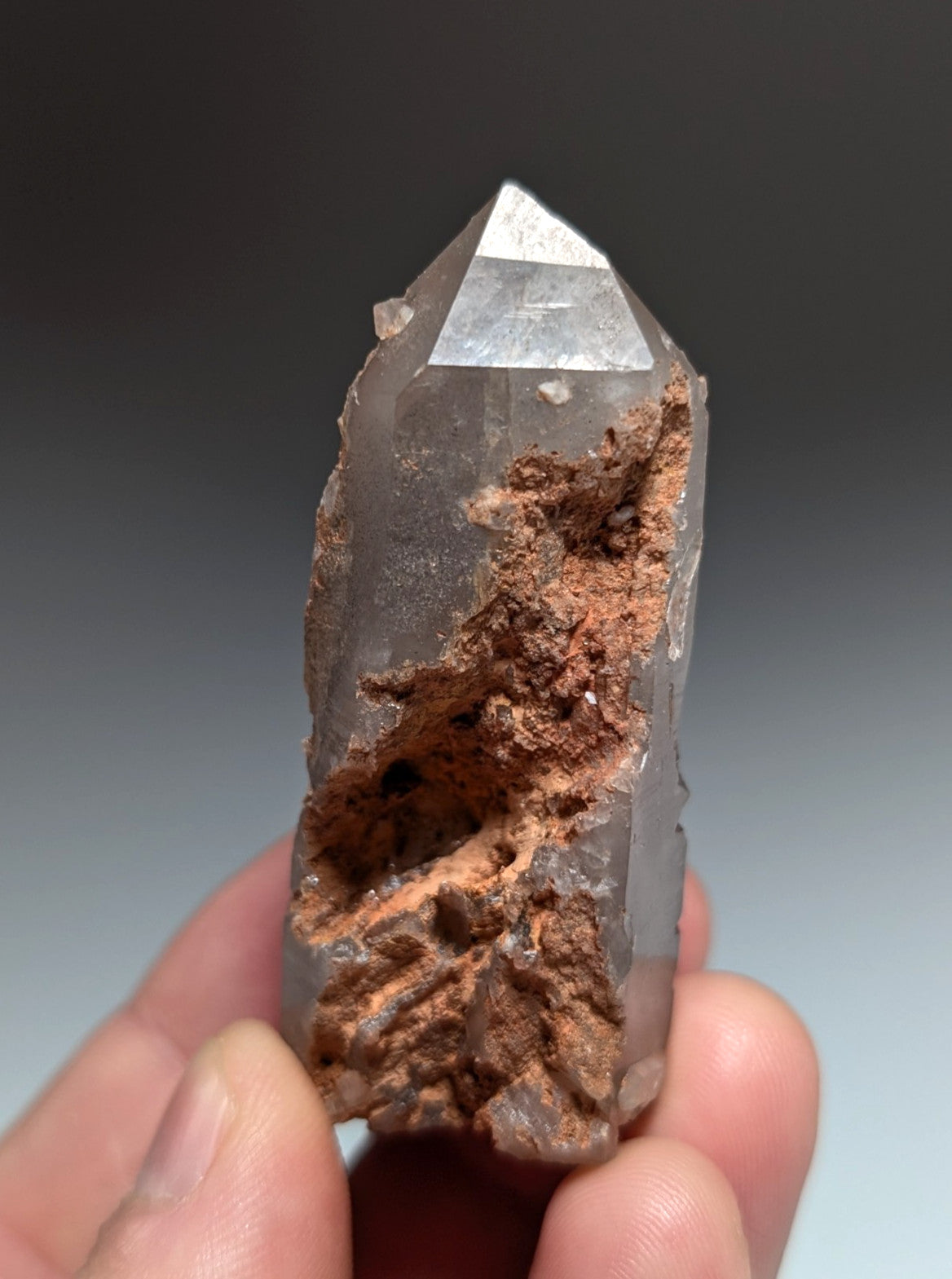 Smoky Growth Interference Quartz Crystal Point, Montgomery County, Arkansas