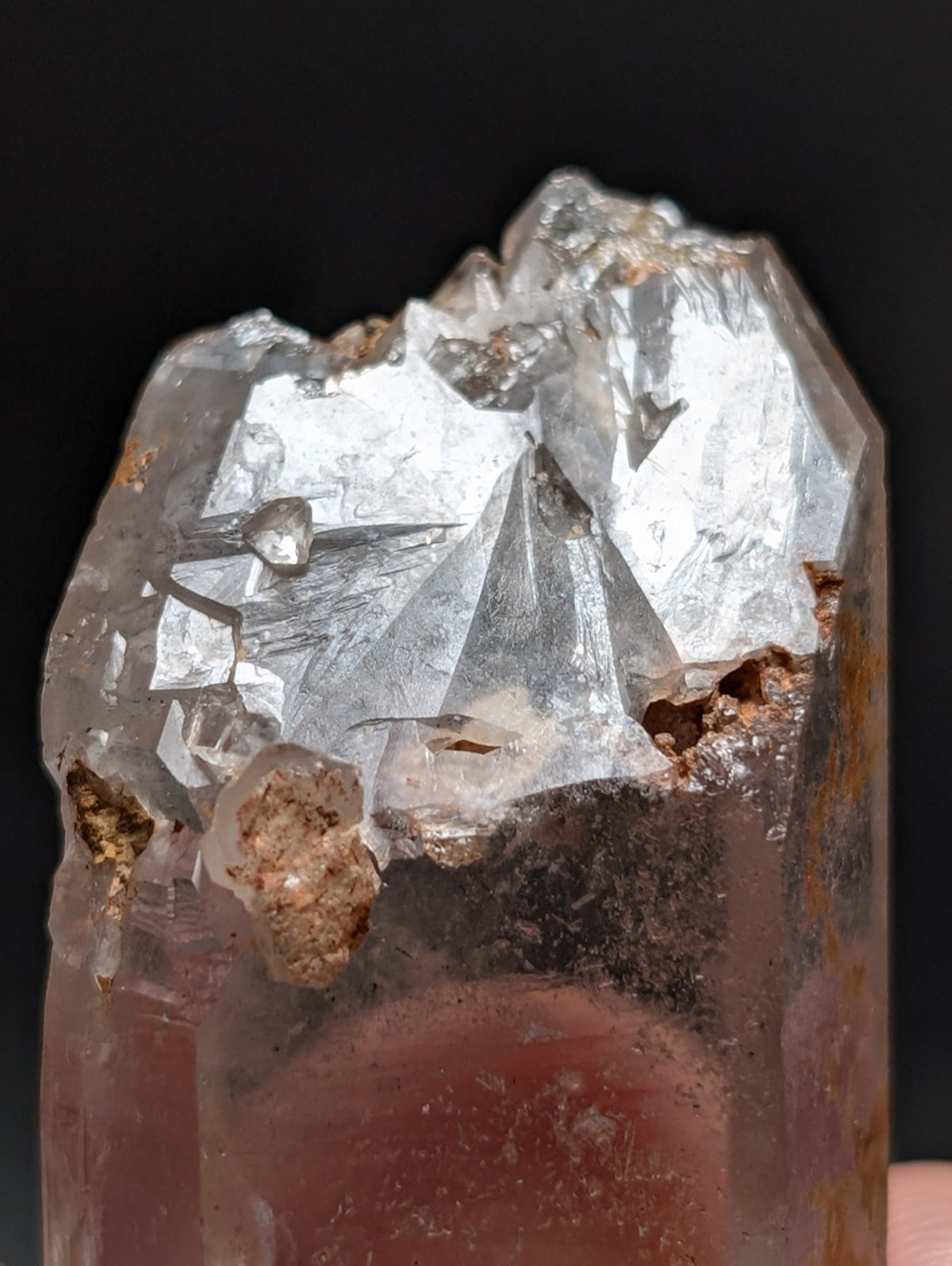 AMAZING Nacrite + Manganese included Quartz Crystal Point, Arkansas, Double Term