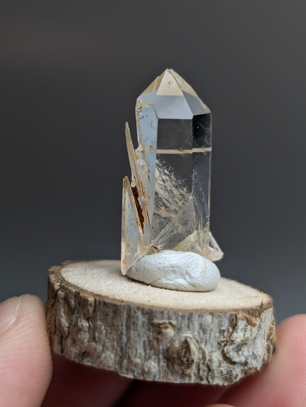VERY Unique Quartz Point, Old Stock, Montgomery County, Arkansas, w/ wood base