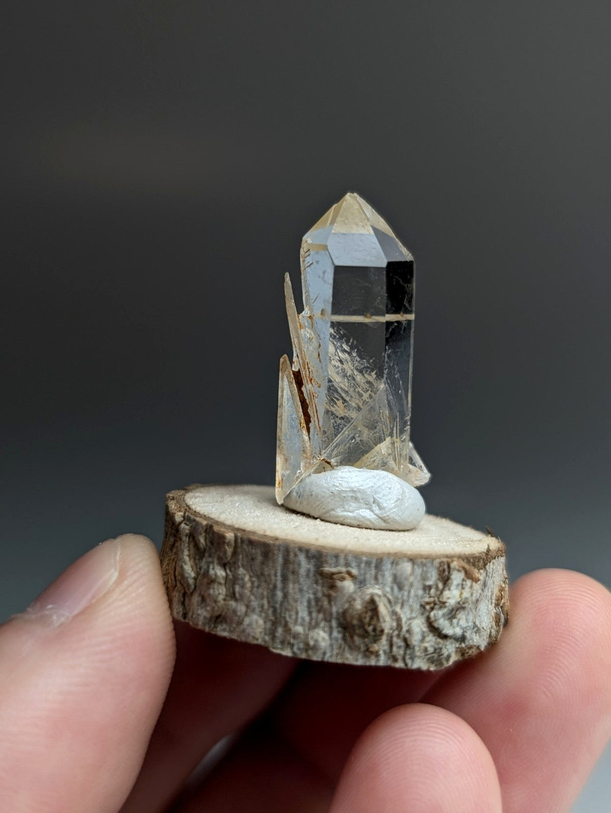 VERY Unique Quartz Point, Old Stock, Montgomery County, Arkansas, w/ wood base