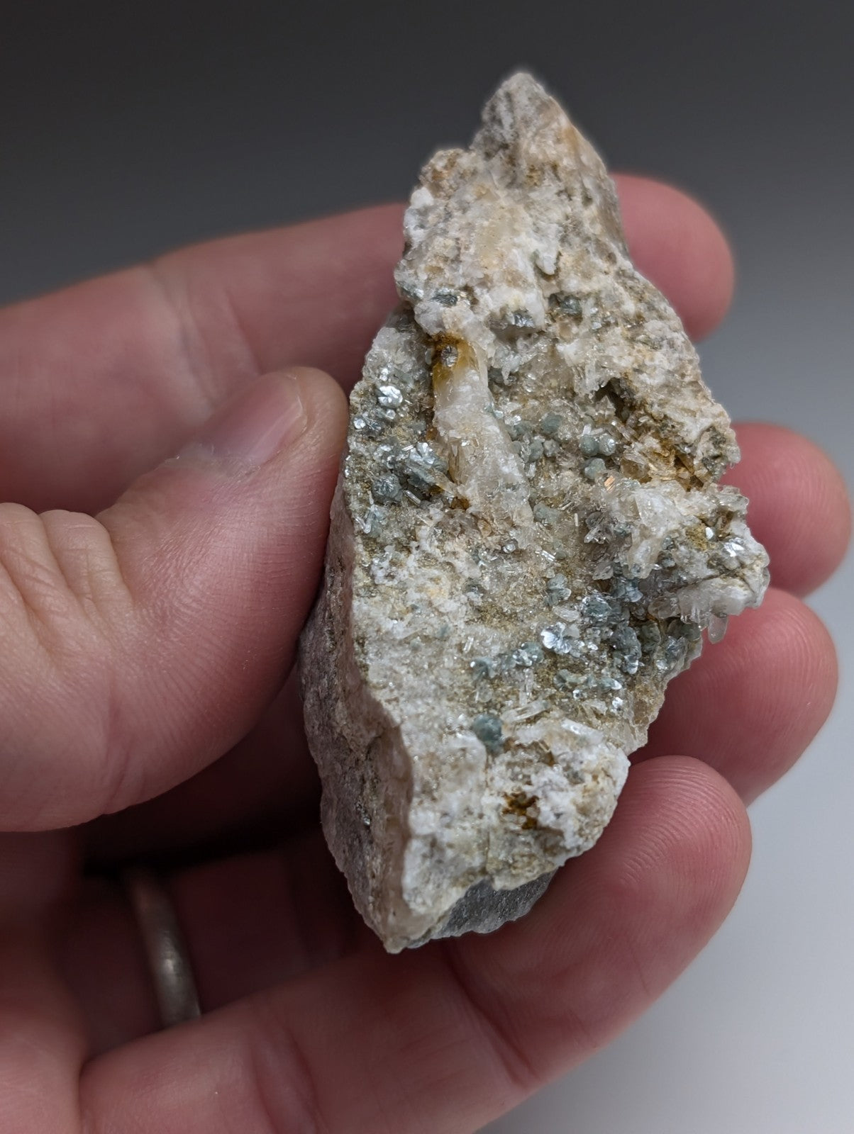 Blue-Green Cookeite on Quartz, Saline County, Arkansas, Old Stock, UV Reactive