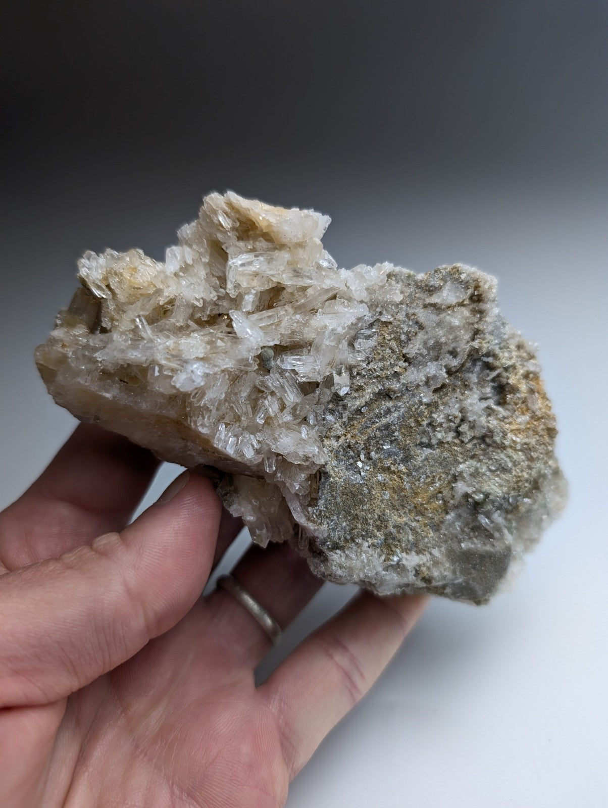 Blue-Green Cookeite on Quartz, Saline County, Arkansas, Old Stock, UV Reactive