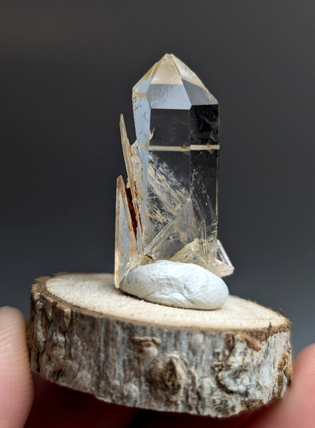 VERY Unique Quartz Point, Old Stock, Montgomery County, Arkansas, w/ wood base