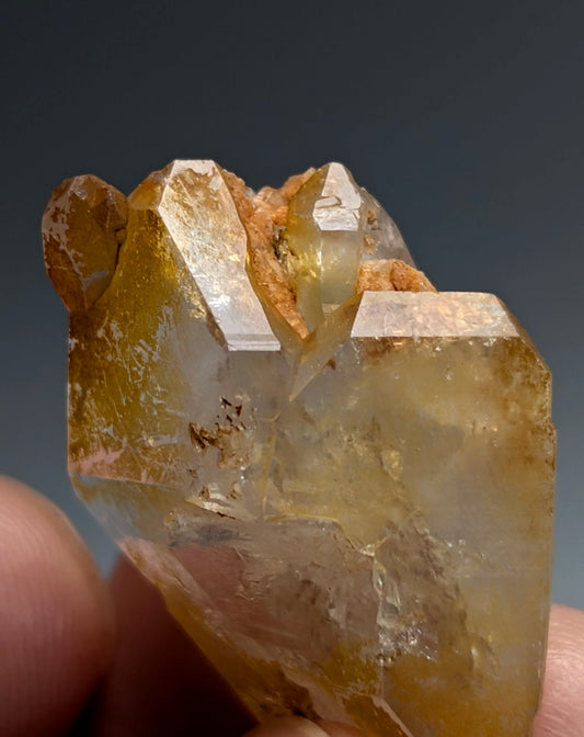 Adularia on Quartz Crystal Point, Double Terminated, Garland County, Arkansas