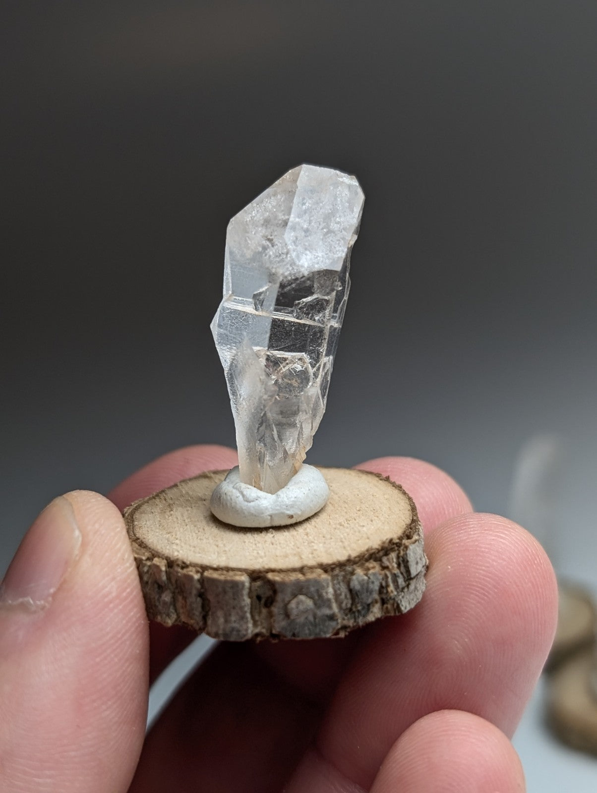 Set of 3 Unique Quartz, Old Stock, Montgomery County, Arkansas, w/ wood bases