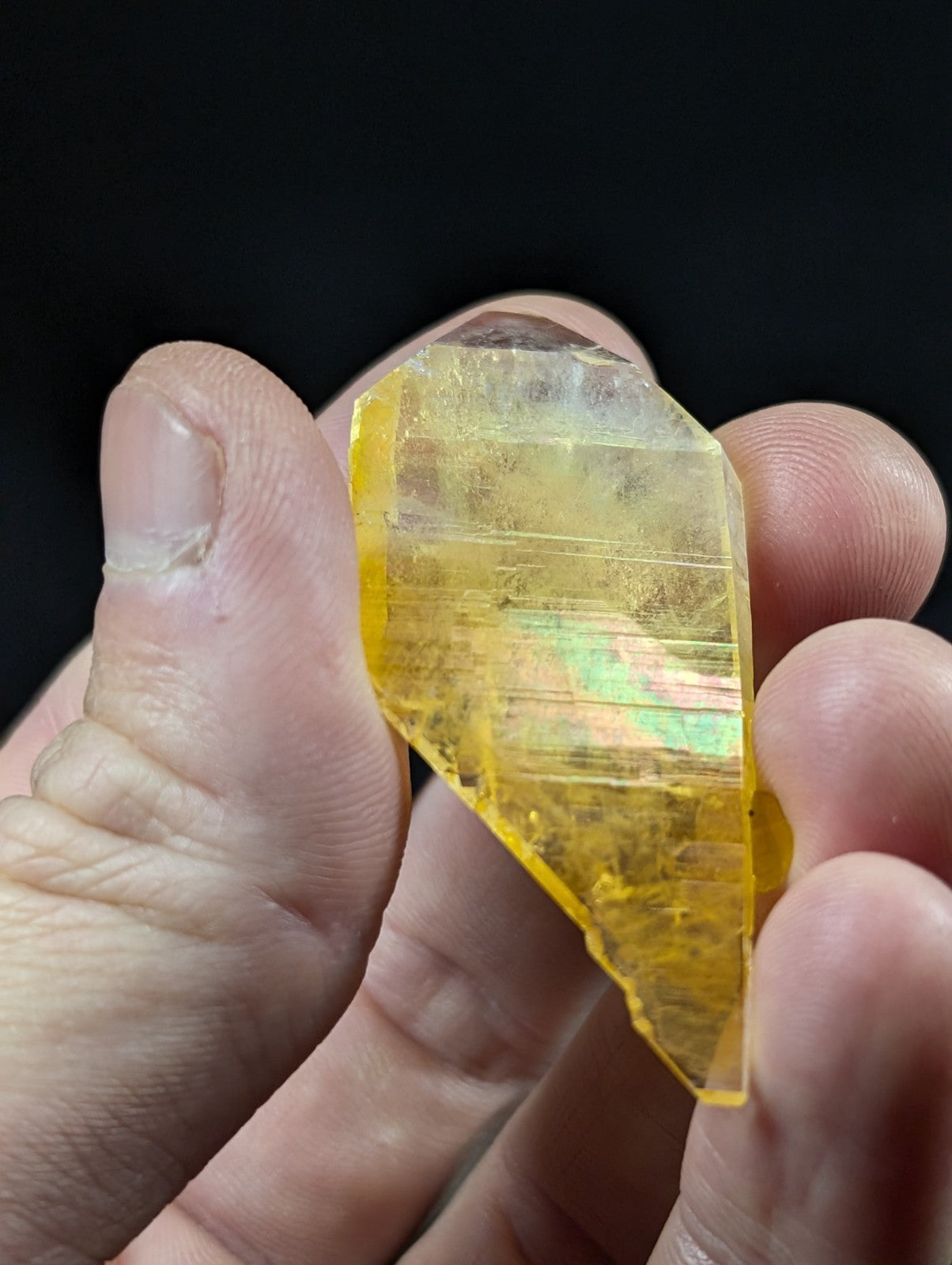 A+++ Rainbow Sheet Quartz Crystal Point, Old Stock, Garland County, Arkansas