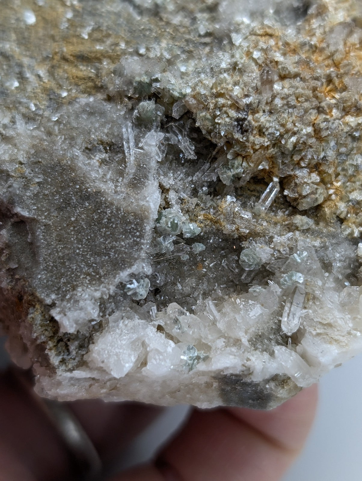 Blue-Green Cookeite on Quartz, Saline County, Arkansas, Old Stock, UV Reactive