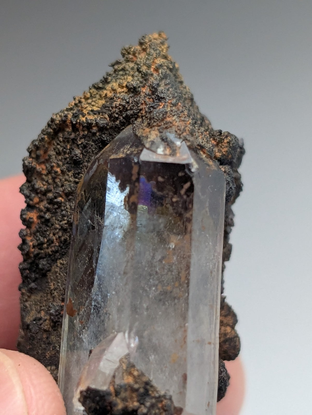 VERY Unique Goethite-capped Quartz Crystal, Montgomery County, Arkansas, USA