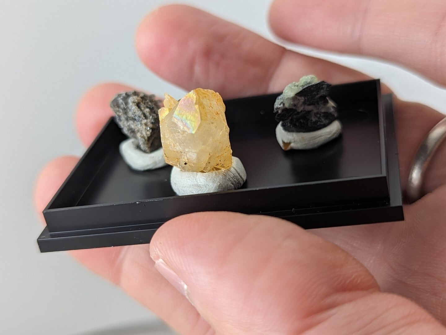 Wavellite + Quartz + Brookite Cluster - Set of 3 w/ case - Old Stock - Arkansas