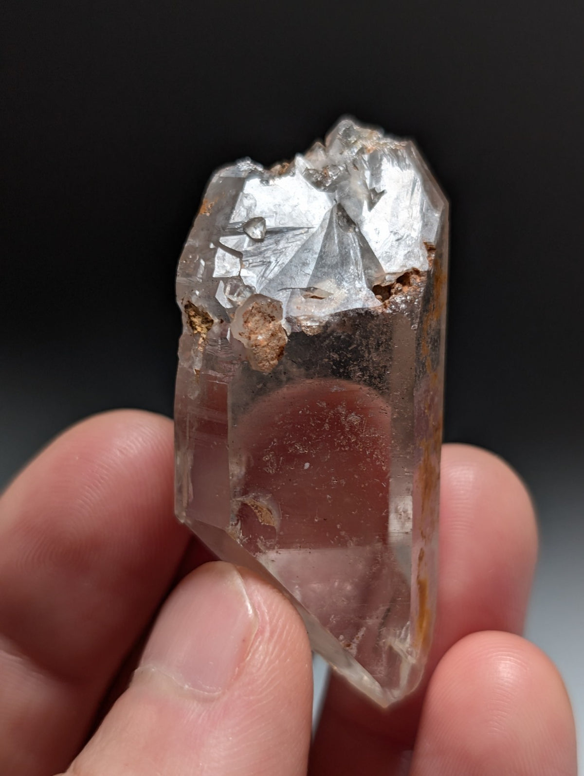 AMAZING Nacrite + Manganese included Quartz Crystal Point, Arkansas, Double Term