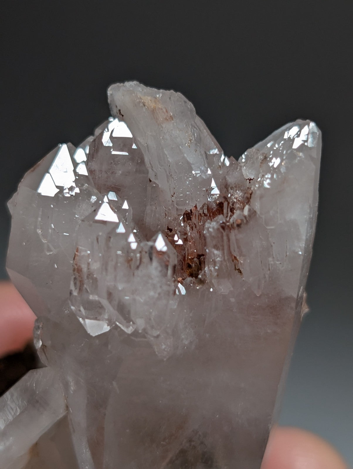 A+ Cathedral Quartz Crystal, Montgomery County, Arkansas, w/ natural wood base