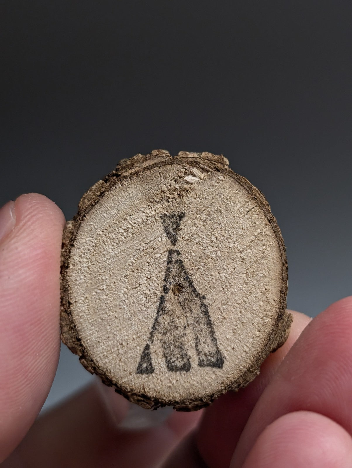Unique Quartz Point, Old Stock, Garland County, Arkansas, w/ natural wood base