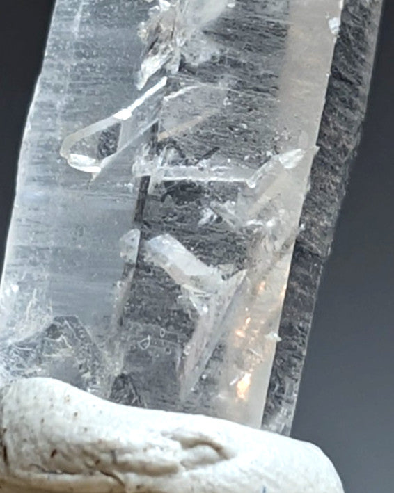 Manifestation Quartz, Old Stock, Montgomery County, Arkansas, w/ wood base