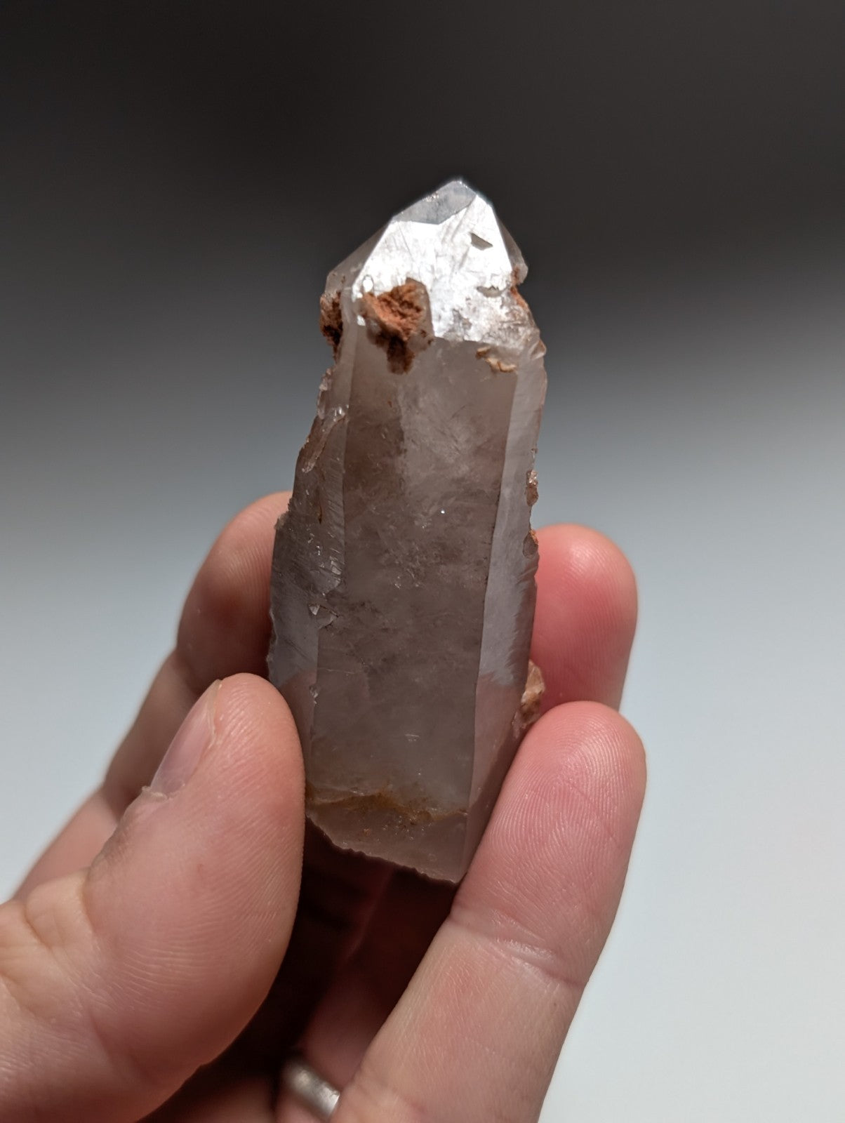 Smoky Growth Interference Quartz Crystal Point, Montgomery County, Arkansas