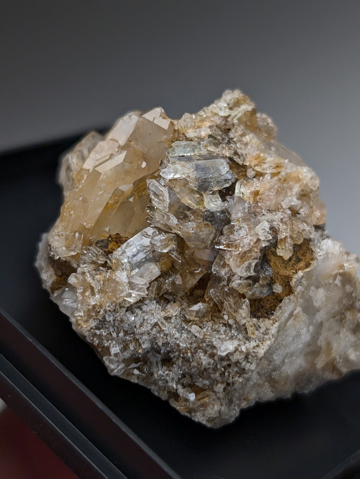 Quartz Crystal Cluster, w/ photo case/mount,  Saline County, Arkansas, Old Stock