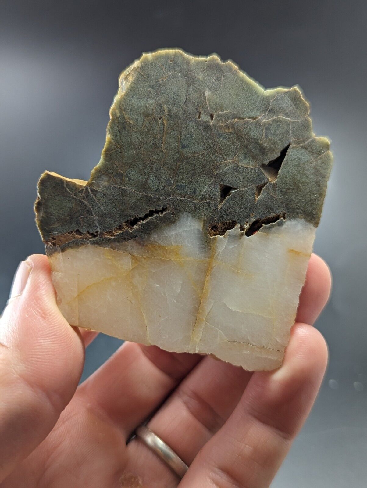 Rare Green Quartz Crystal, Half Cut/Polished, Saline County, Arkansas, Old Stock