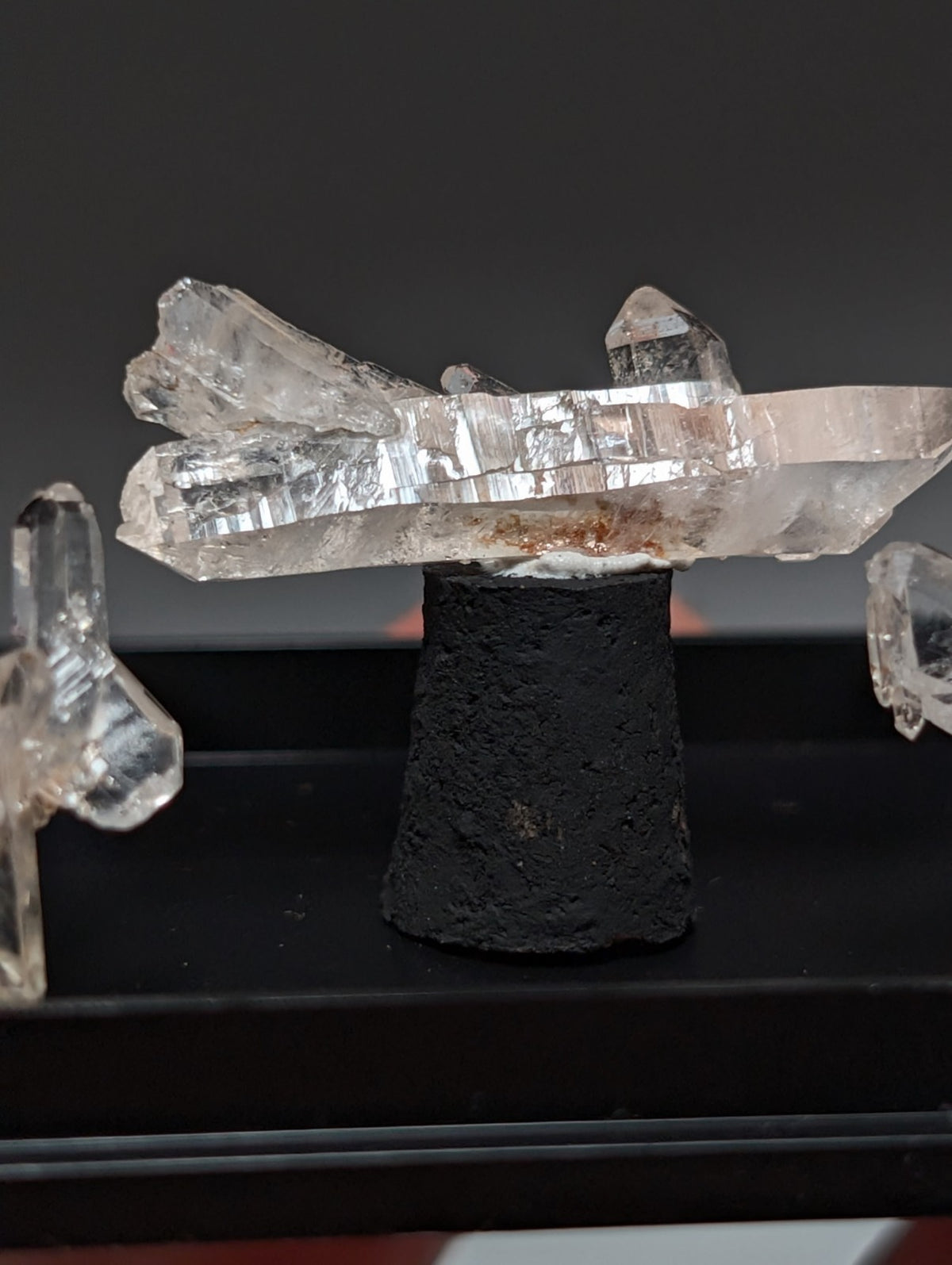Set of 3 Faden Quartz Crystals, w/ photo case/mount, Montgomery County, Arkansas