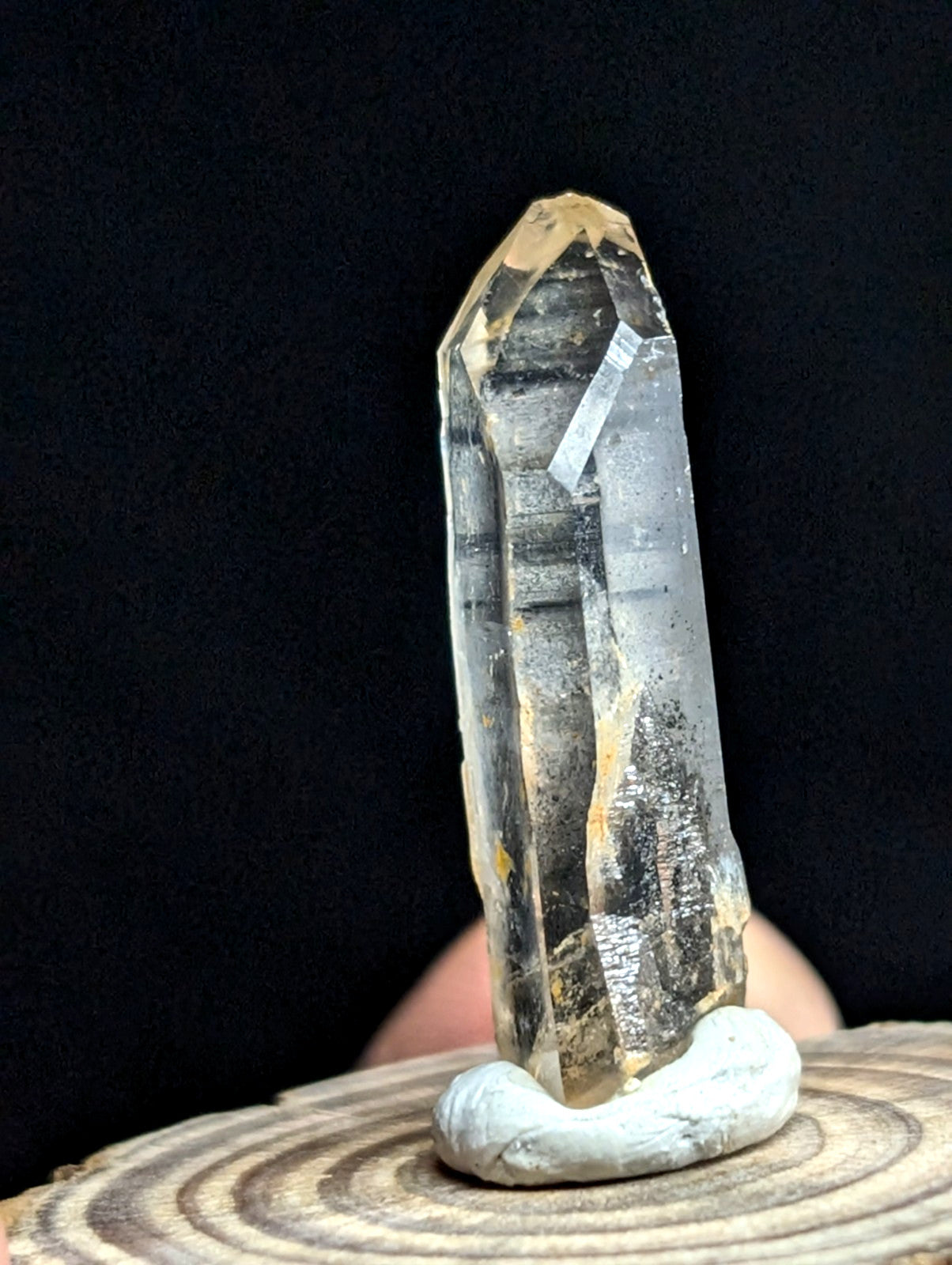 Phantom Quartz Crystal Point, Old Stock, Montgomery County, Arkansas, w/ base