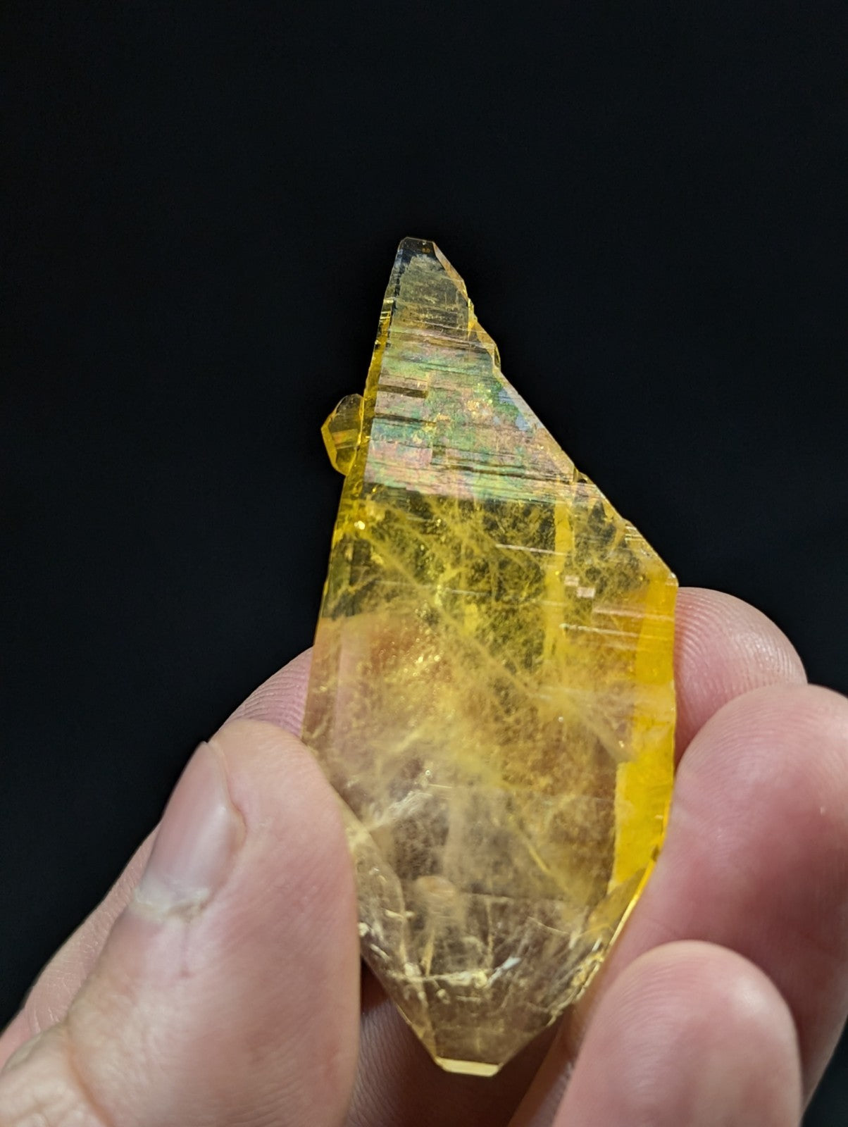 A+++ Rainbow Sheet Quartz Crystal Point, Old Stock, Garland County, Arkansas
