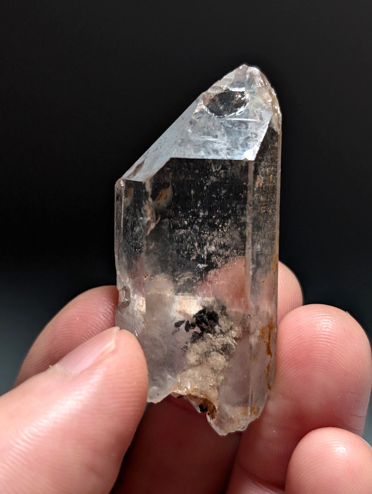 AMAZING Nacrite + Manganese included Quartz Crystal Point, Arkansas, Double Term