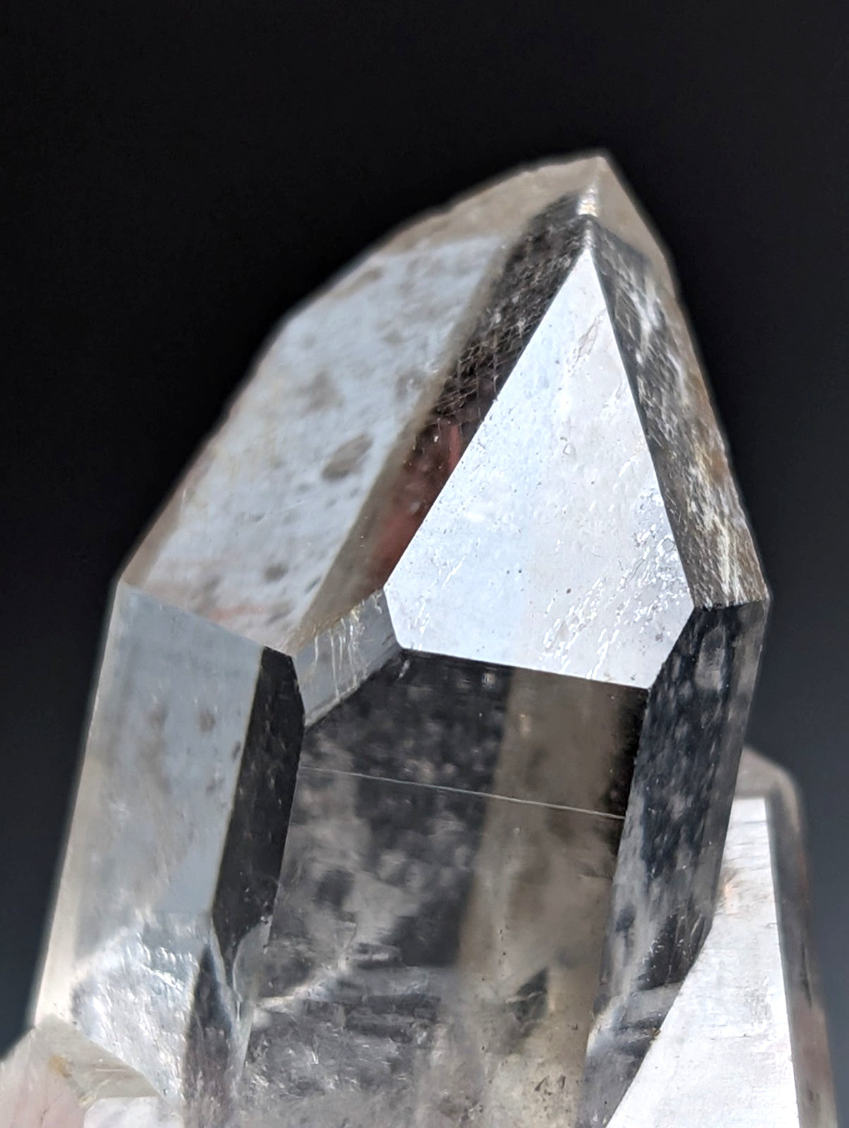Unique Quartz Point, Old Stock, Garland County, Arkansas, w/ natural wood base