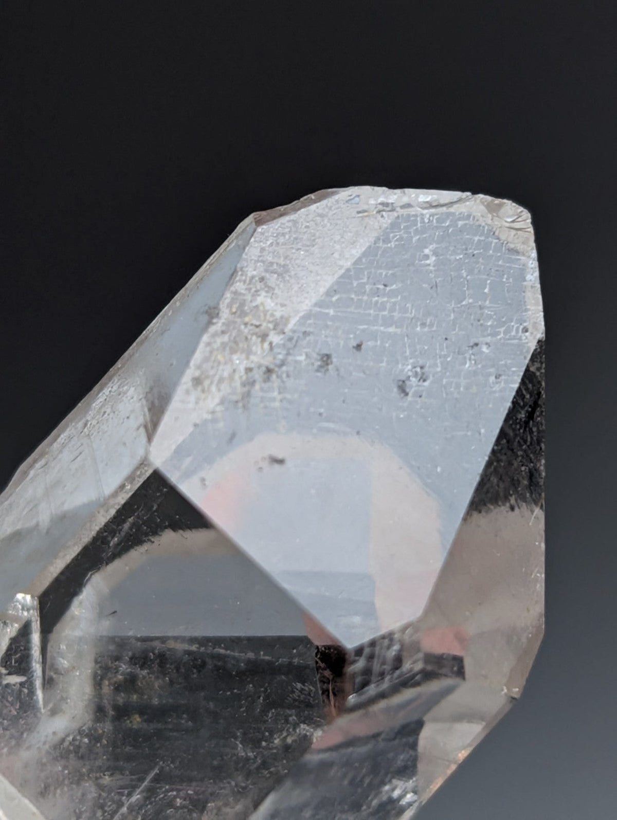 Unique Quartz Point, Old Stock, Garland County, Arkansas, w/ natural wood base